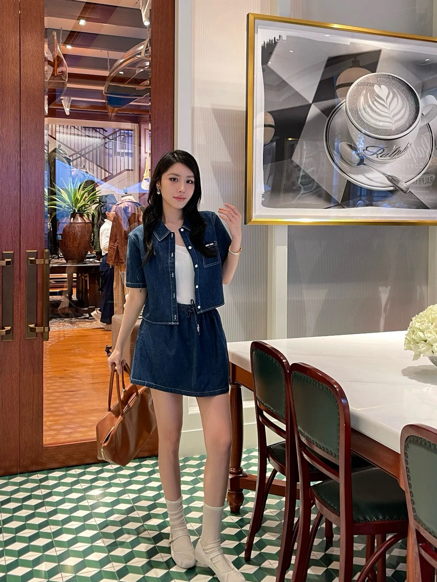 MU 25 new denim skirt suit