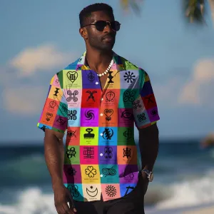 Multi Color Adinkra Symbols Hawaiian Shirt African Adrinkra DT02