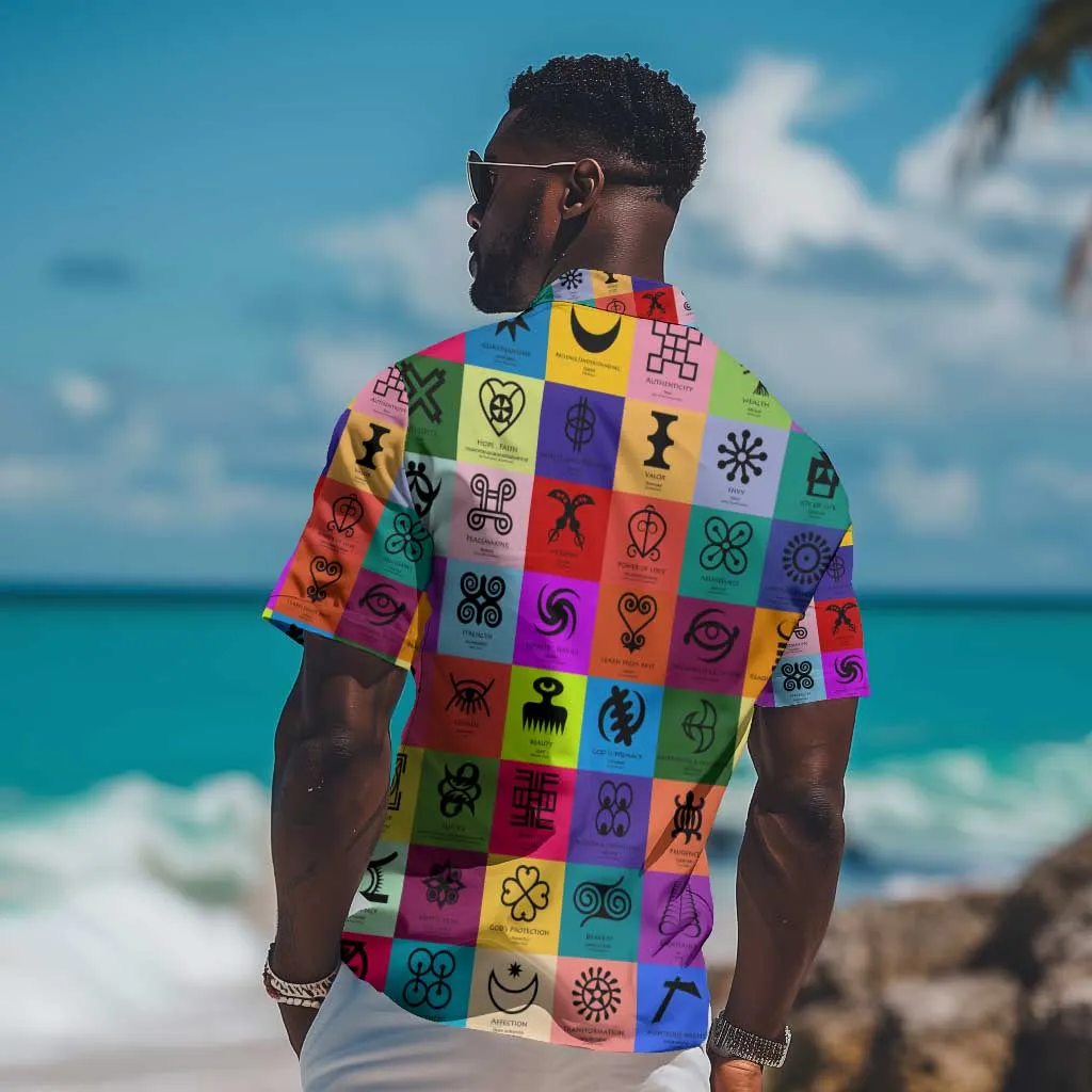 Multi Color Adinkra Symbols Hawaiian Shirt African Adrinkra DT02