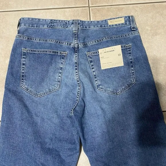 NEW AG Jeans Adriano Goldschmied Saige 33x33 High-Rise Straight Denim Jean AG-ED