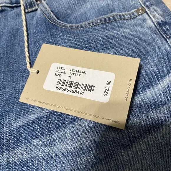NEW AG Jeans Adriano Goldschmied Saige 33x33 High-Rise Straight Denim Jean AG-ED
