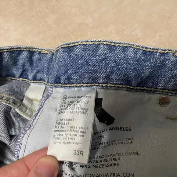 NEW AG Jeans Adriano Goldschmied Saige 33x33 High-Rise Straight Denim Jean AG-ED