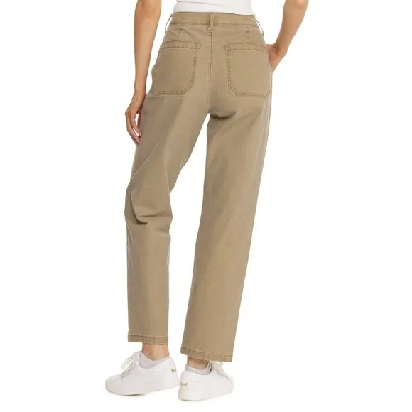 NEW BASS OUTDOORS Anywhere Slim Straight Canvas women Ankle Pants High rise 253