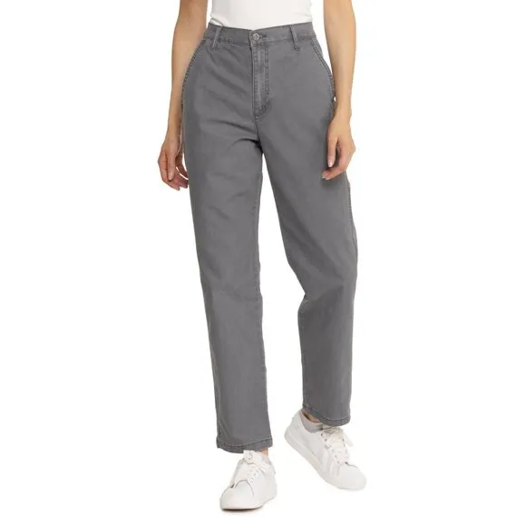 NEW BASS OUTDOORS Anywhere Slim Straight Canvas women Ankle Pants High rise 253