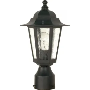 NEW CORNERSTONE 1 LT POST LANTERN  Cornerstone - 1 Light 14" Post Lantern with Clear Seeded Glass - Textured Black Finish