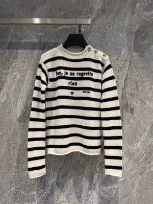 New letter embroidered striped sweater