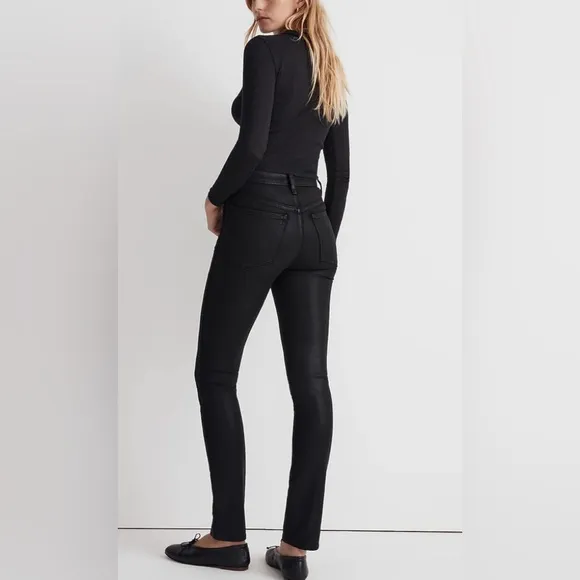 New Madewell Stovepipe Jeans in True Black Wash: Coated Edition!!!