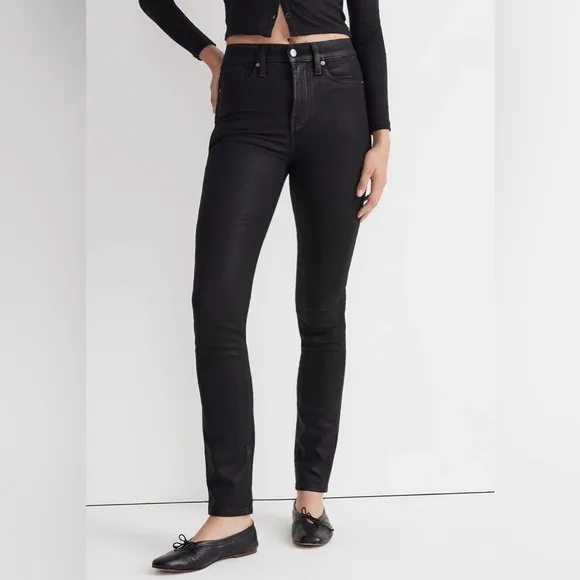 New Madewell Stovepipe Jeans in True Black Wash: Coated Edition!!!