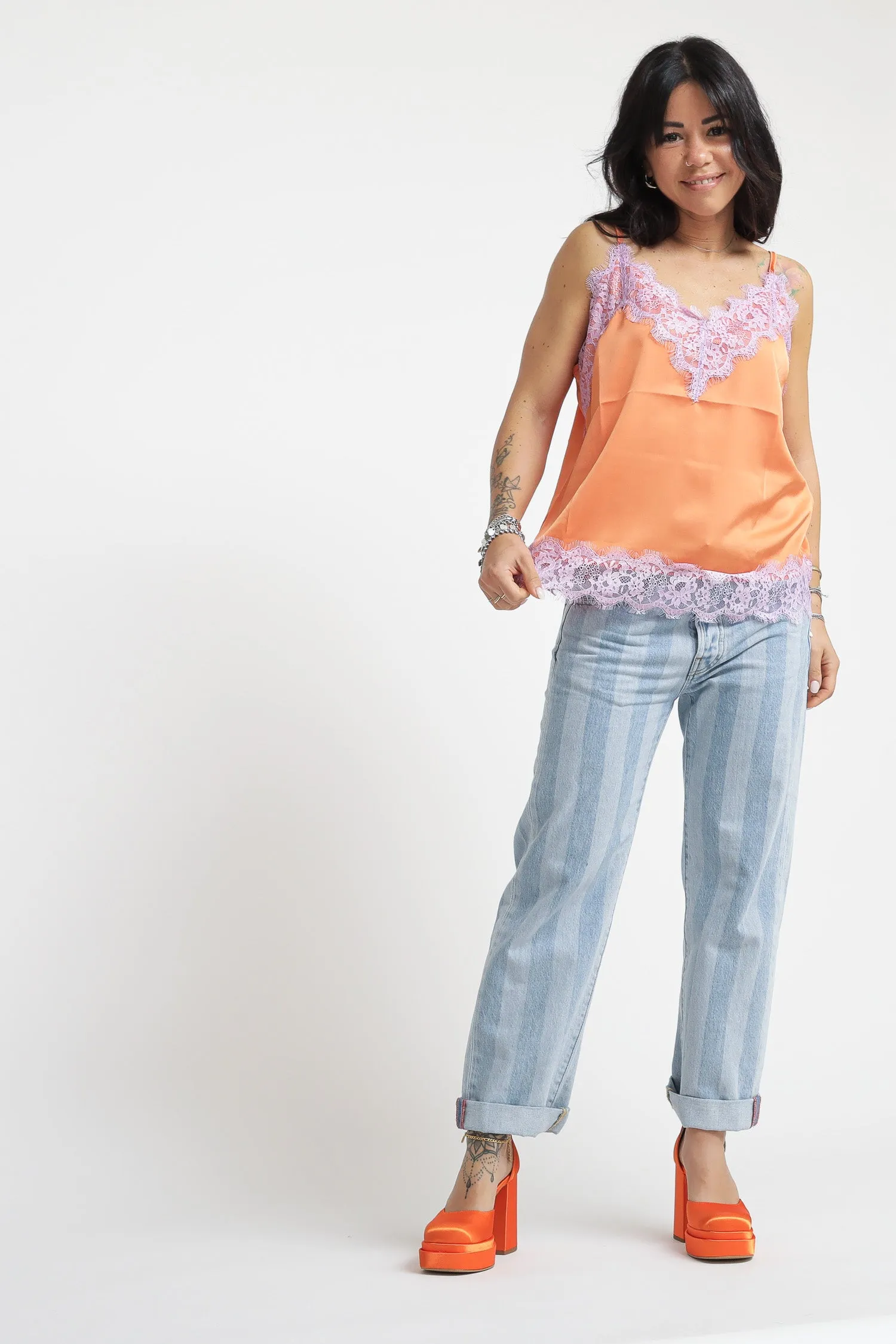 New Oksar Woman - Denim Laser Stripe