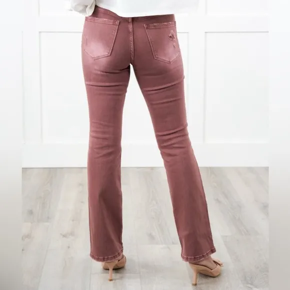 New Vervet High Rise Dark Mauve DistressedBootcut Jeans 31