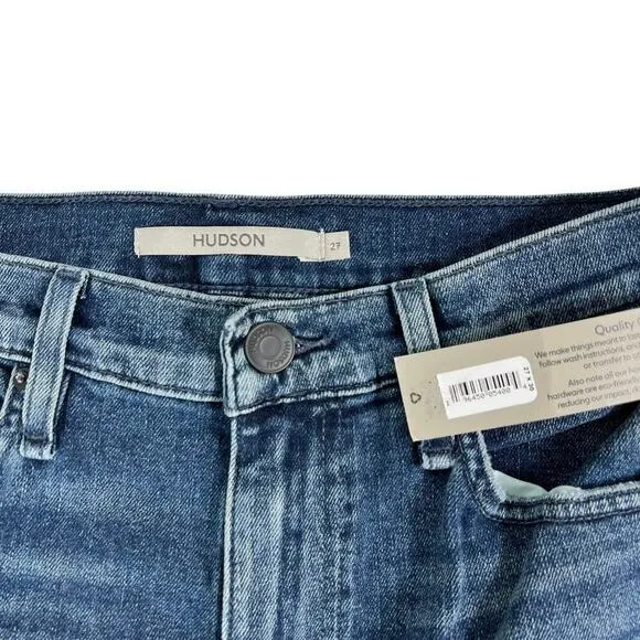 New Women’s Hudson Jade Mid Rise Loose Fit Distressed Jeans Size 27