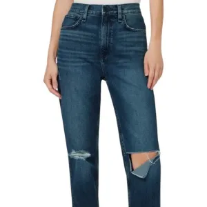 New Women’s Hudson Jade Mid Rise Loose Fit Distressed Jeans Size 27