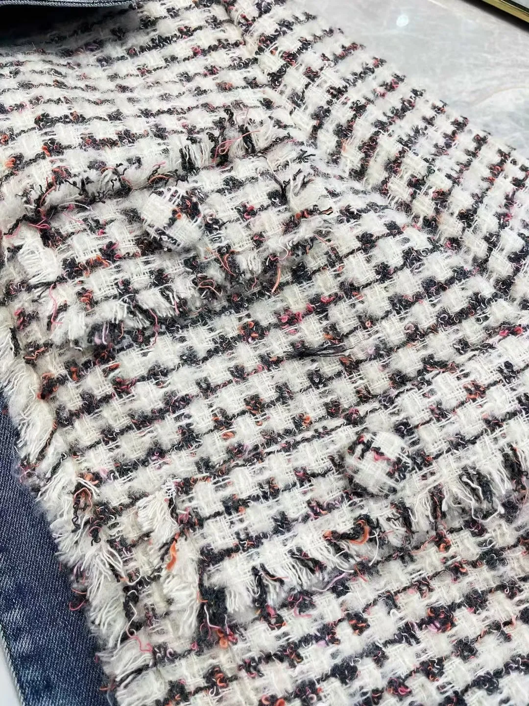 New wool patchwork denim contrast jacket