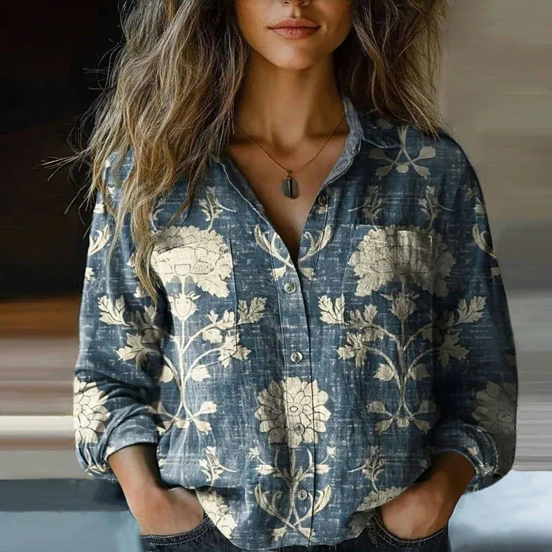 NIVES AND PRINTED VINTAGE BLOUSE