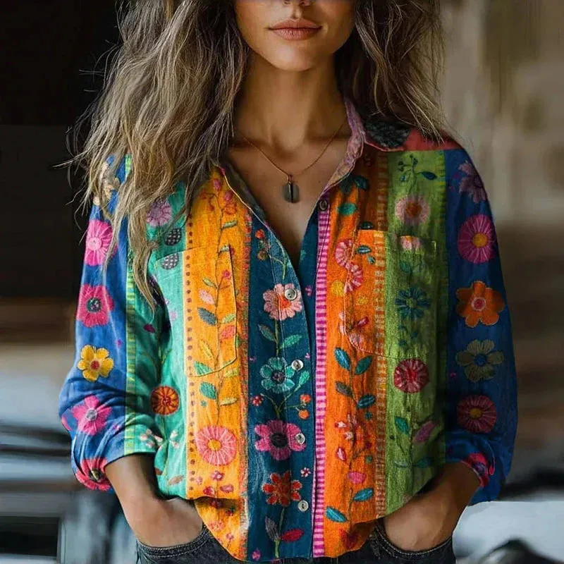 NIVES AND PRINTED VINTAGE BLOUSE