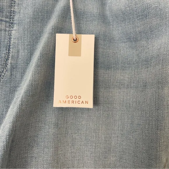 NWT Good American Women's Sz 18 Good Waist Crop Denim Jeans Distressed GWC075T