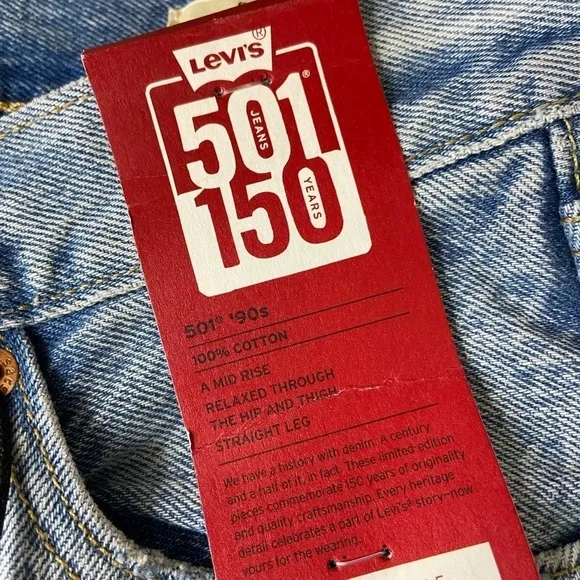 NWT Levi's 501 90's Distressed Jeans 150th Anniversary size 25x30