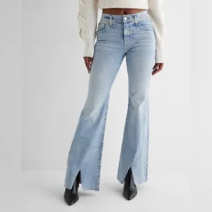 NWT Mid Rise Light Wash Front Vent '70sFlare Jeans Size 8S