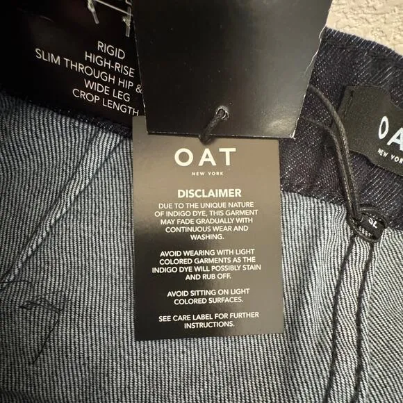 NWT OAT New York High Rise Wide Leg Crop with Tie