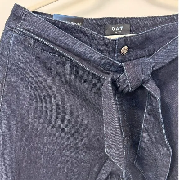 NWT OAT New York High Rise Wide Leg Crop with Tie