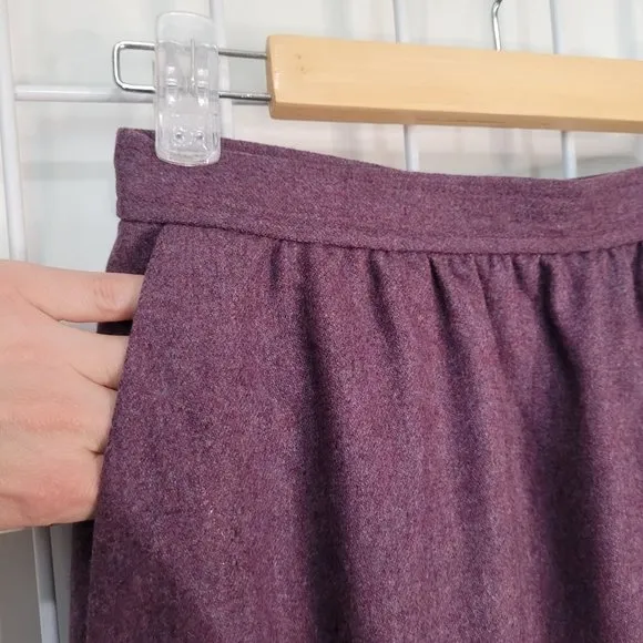 NWT Vintage 80s Wool Skirt Purple with Pockets size 8