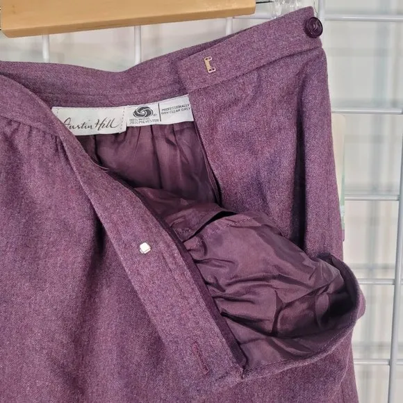 NWT Vintage 80s Wool Skirt Purple with Pockets size 8