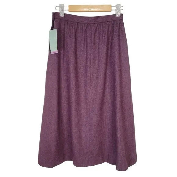NWT Vintage 80s Wool Skirt Purple with Pockets size 8