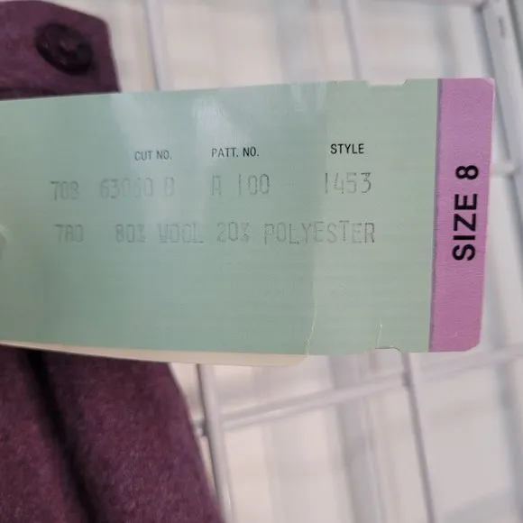 NWT Vintage 80s Wool Skirt Purple with Pockets size 8