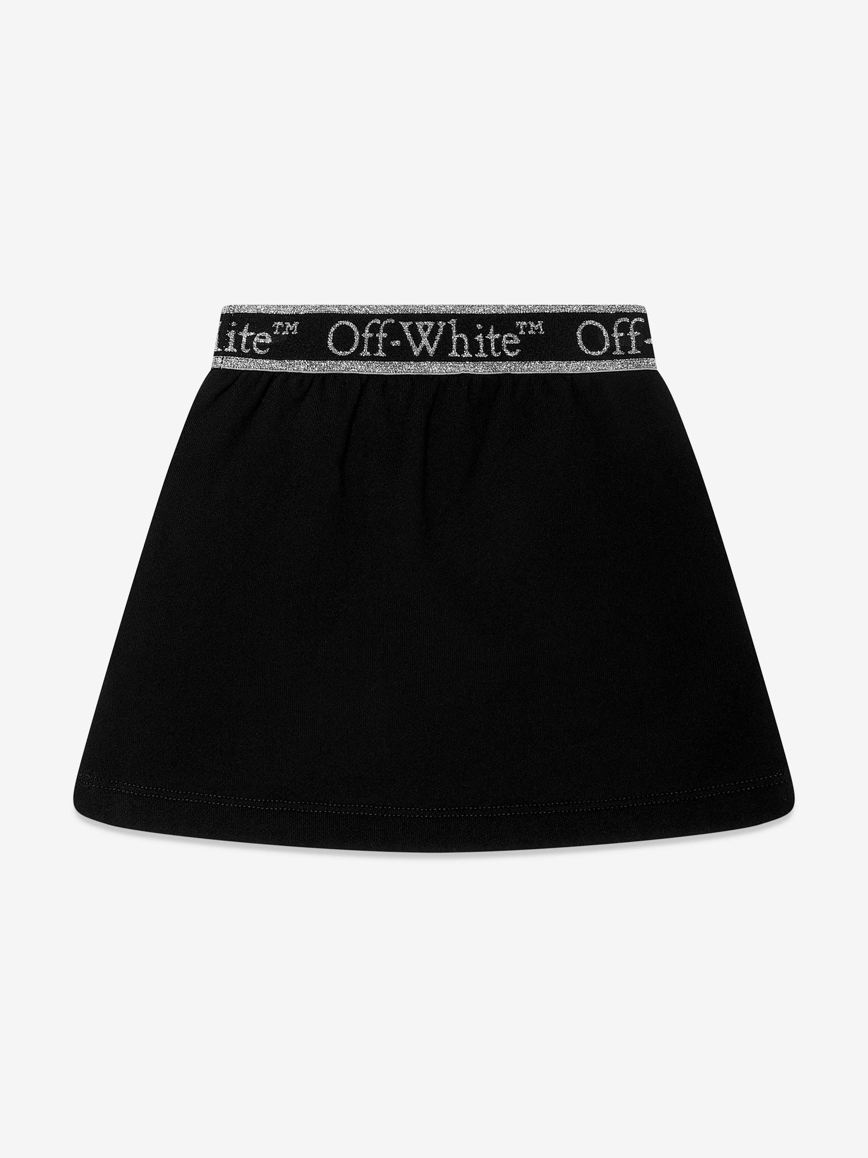 Off-White Girls Bookish Logo Band Sweat Skirt in Black