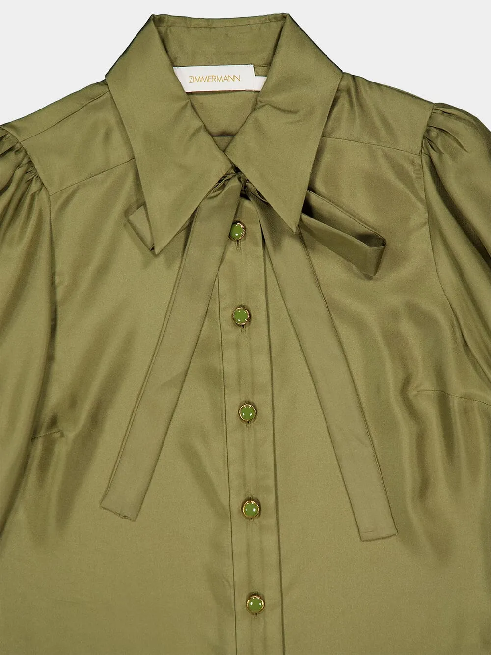 Olive Green Tranquility Silk Blouse