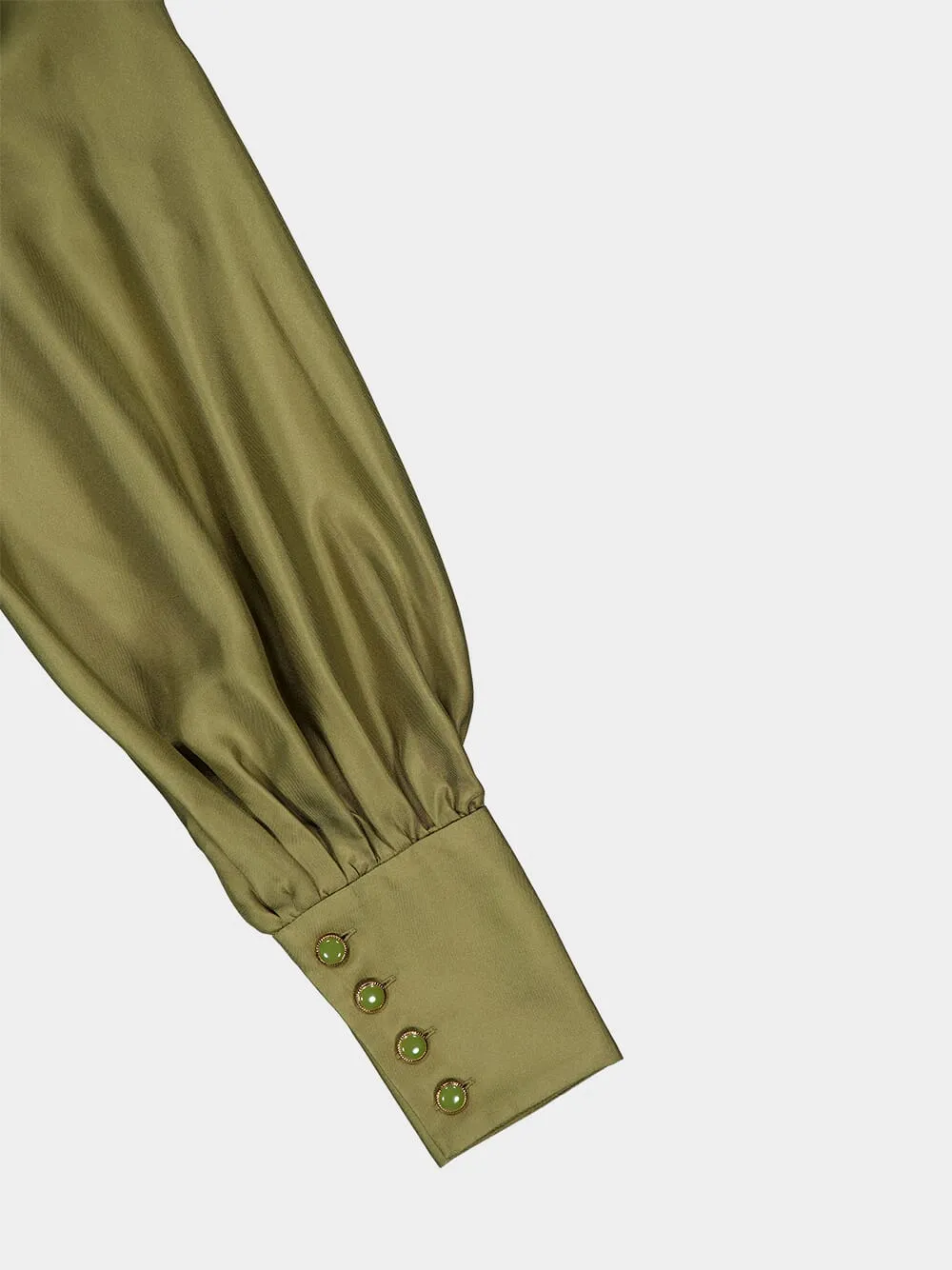 Olive Green Tranquility Silk Blouse