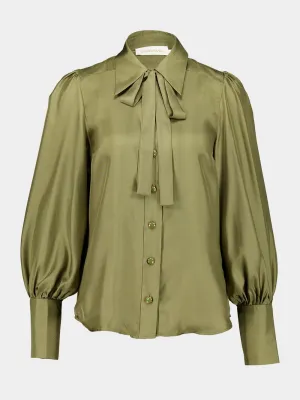 Olive Green Tranquility Silk Blouse