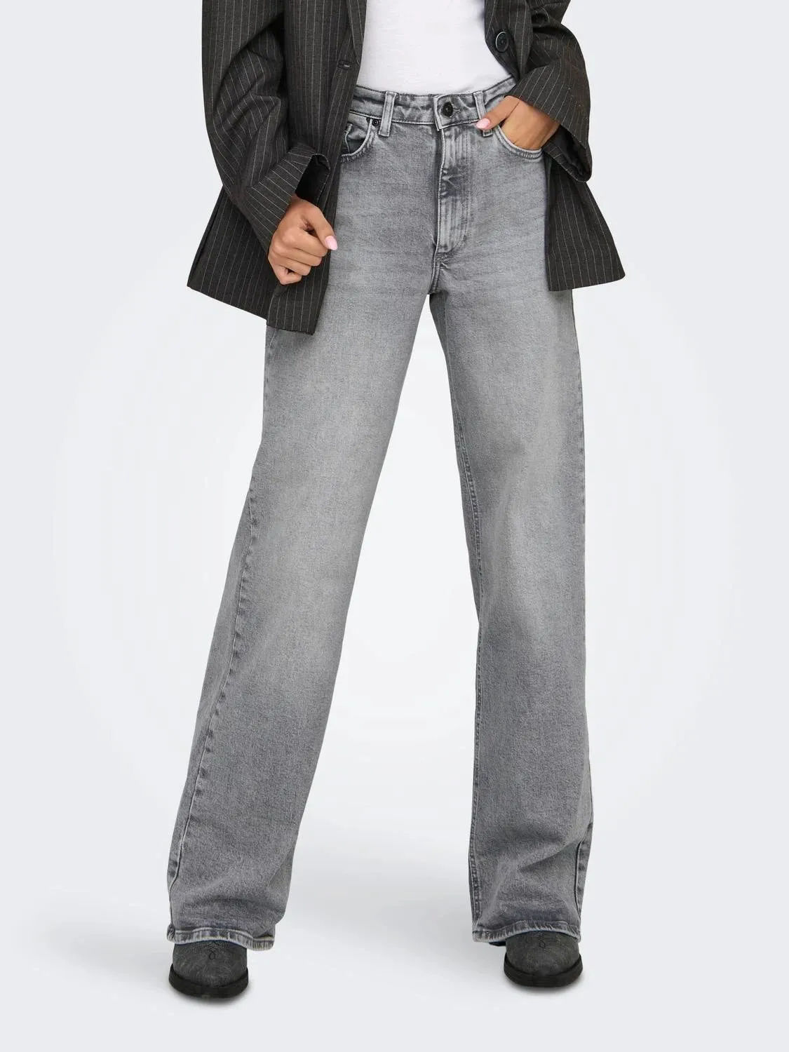 ONLY | JUICY WIDE HIGH WAIST JEANS | GREY