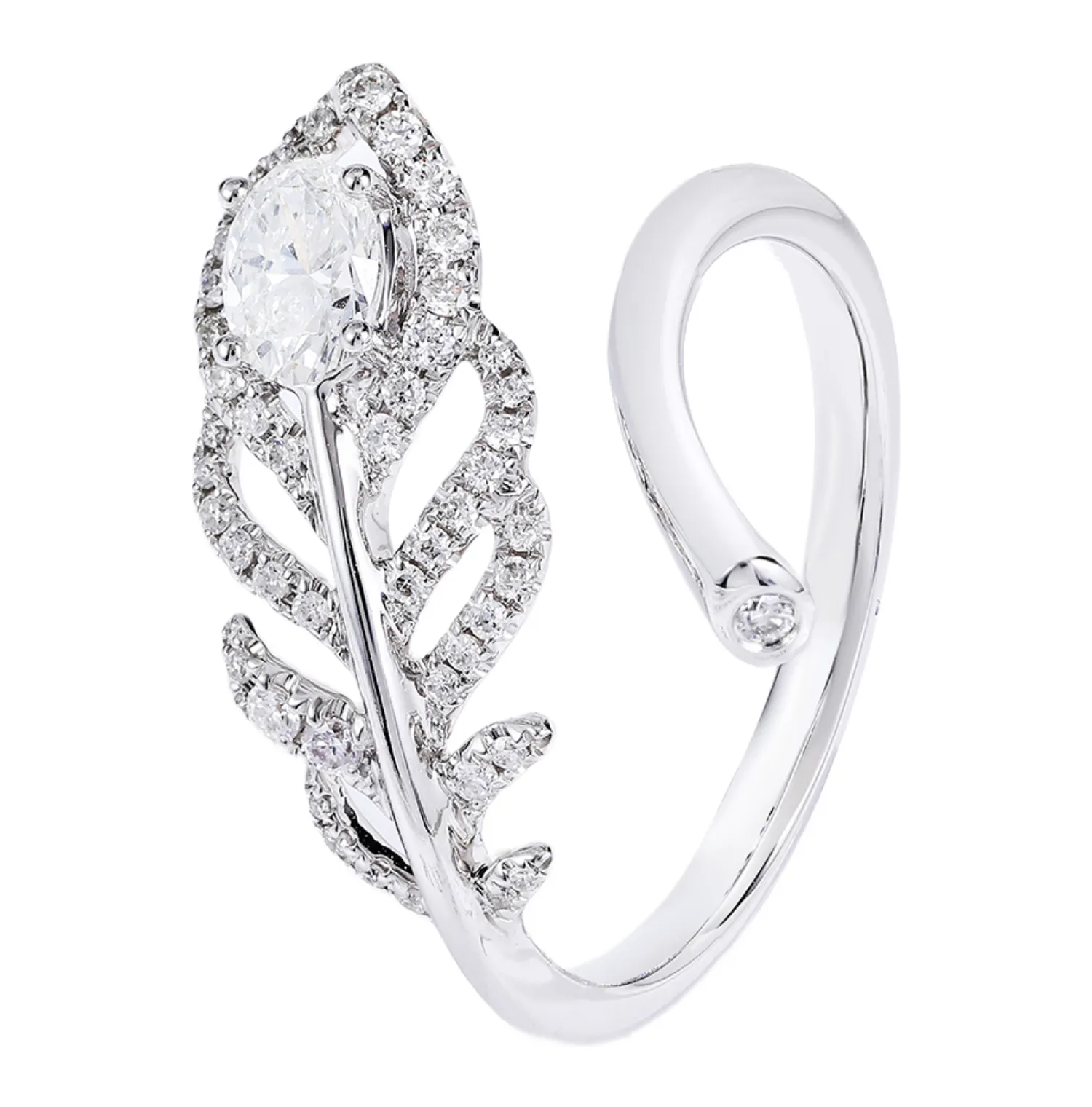 Oval Cut Diamond Feather Wrap Ring