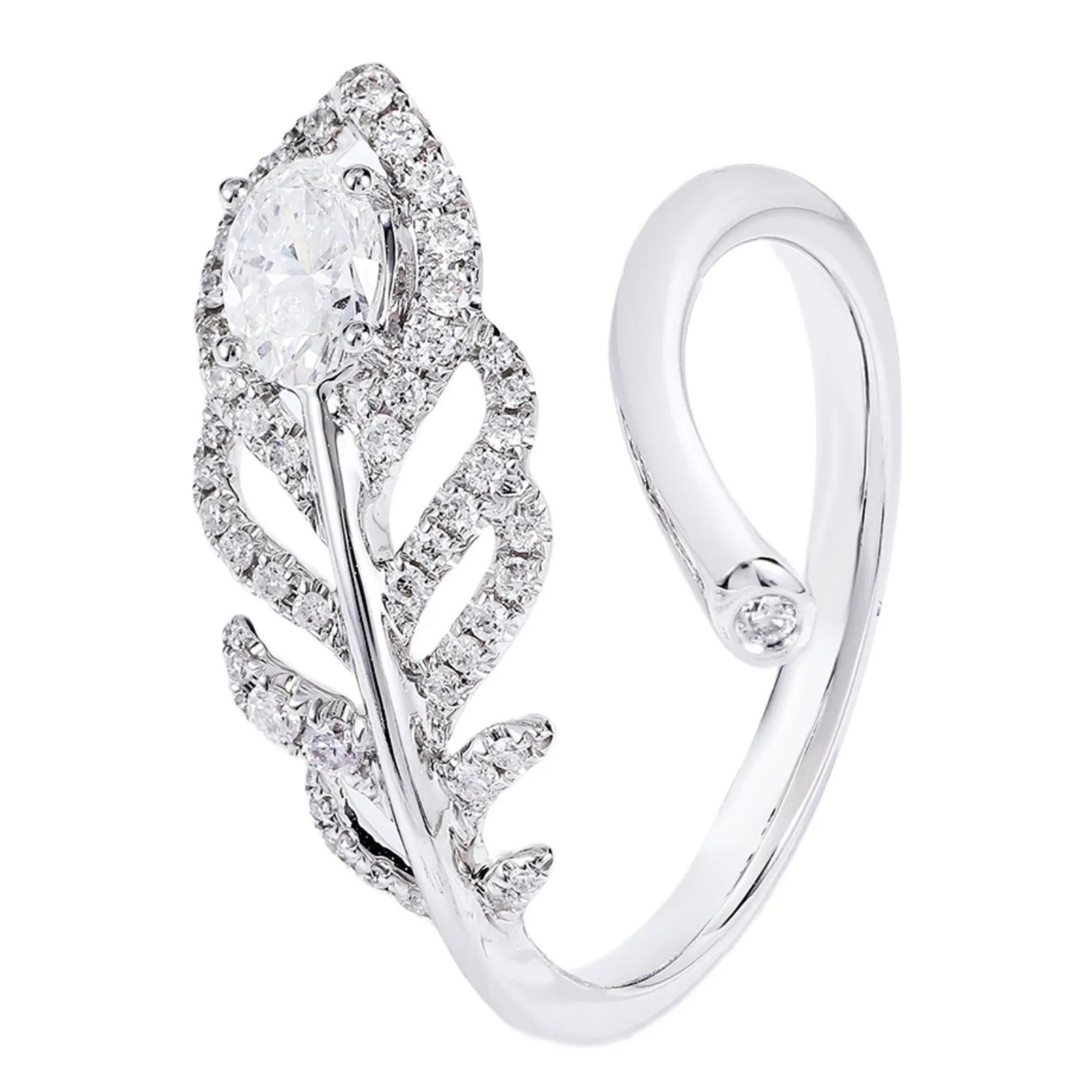 Oval Cut Diamond Feather Wrap Ring