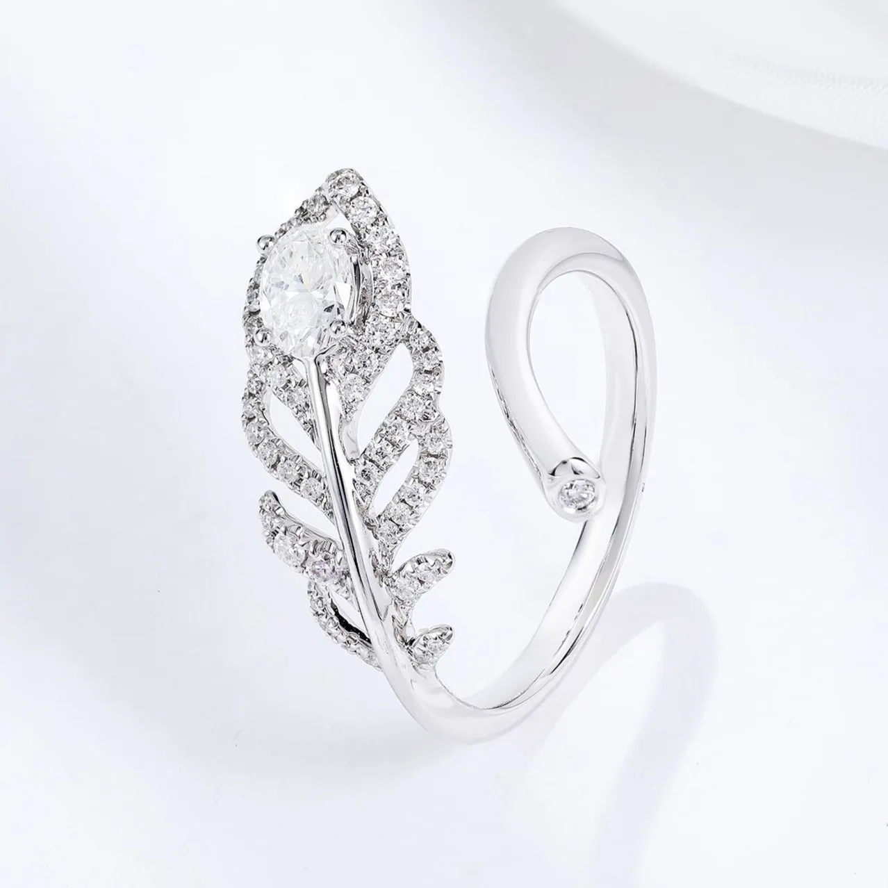 Oval Cut Diamond Feather Wrap Ring