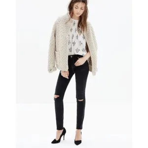 Paige Skyline Ankle Peg Black Slashed Knee 25 Skinny Jeans Distressed