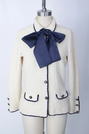 Pat Sandler For Wellmore Satin Bow Cardigan
