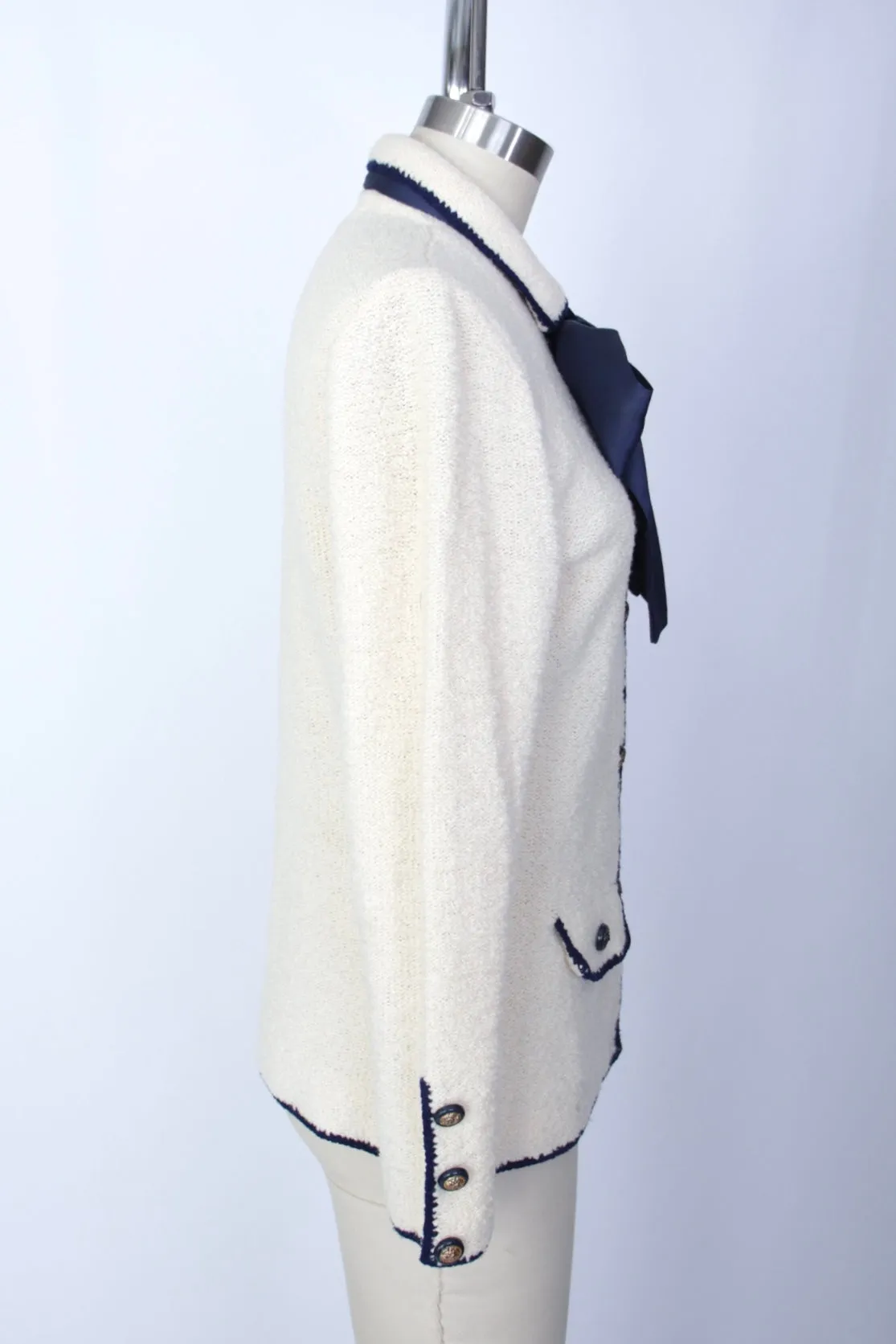 Pat Sandler For Wellmore Satin Bow Cardigan