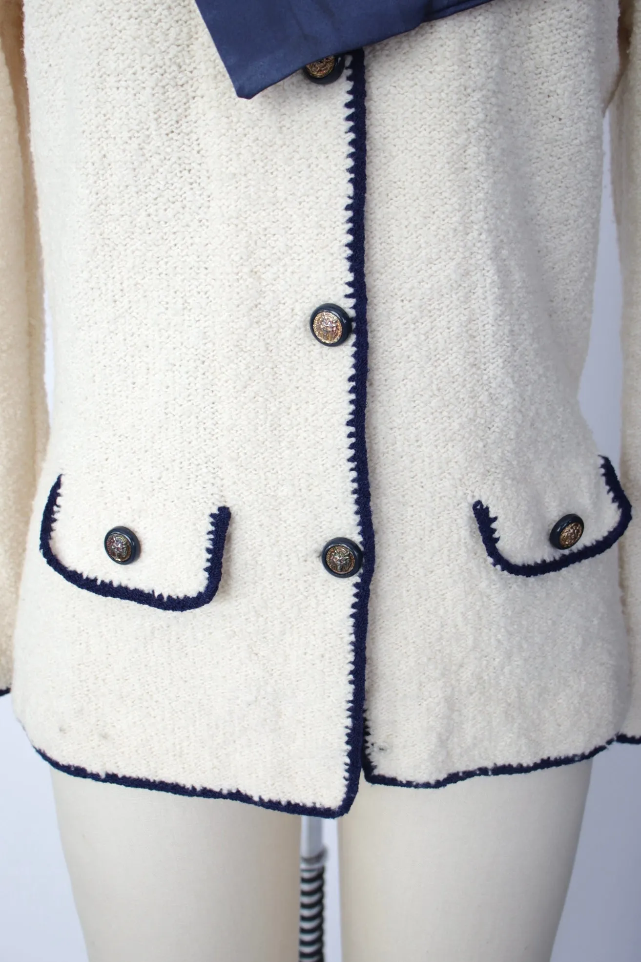 Pat Sandler For Wellmore Satin Bow Cardigan
