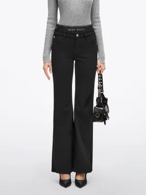 Patchwork Slim Fit Slit Jeans