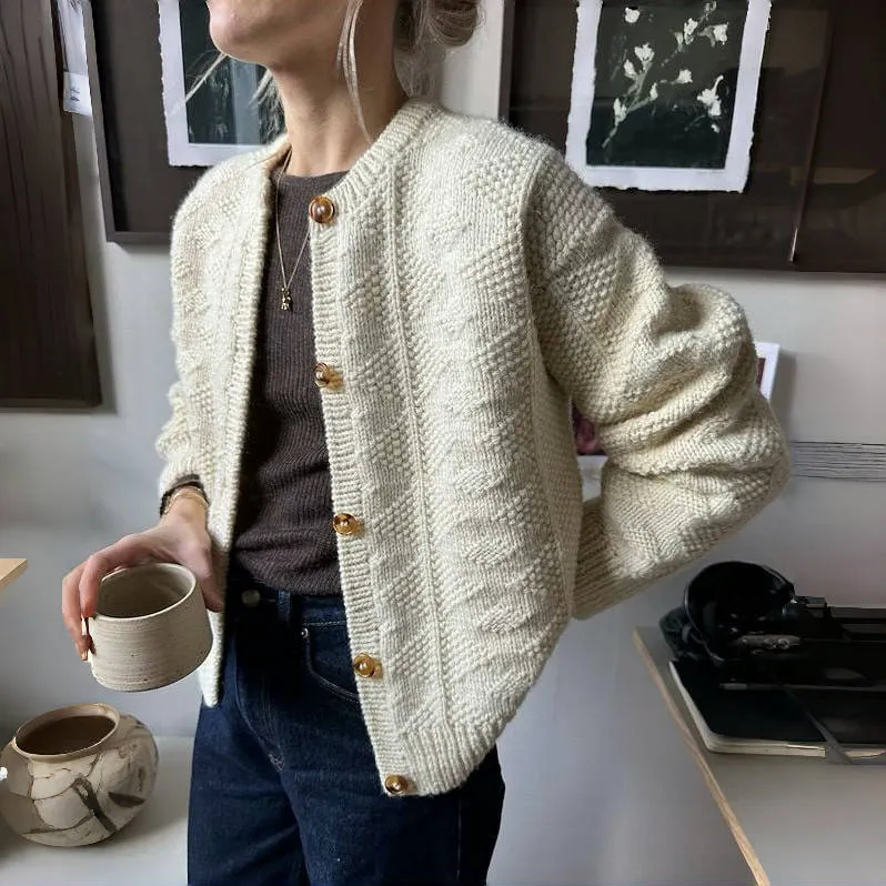 Pauline™ | Textured Knit Long Sleeve Cardigan