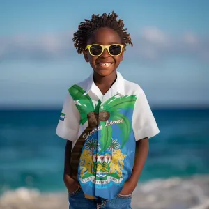 Personalised Afro Sierra Leone Kid Hawaiian Shirt Coat Of Arms With Flag Map LT15