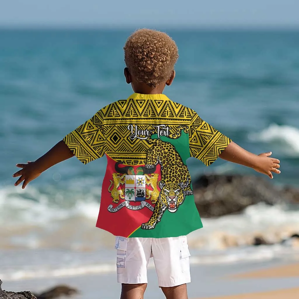 Personalised Benin National Day Kid Hawaiian Shirt Coat Of Arms With Leopard African Pattern LT14