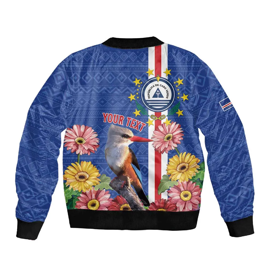 Personalised Cabo Verde Sleeve Zip Bomber Jacket Grey-Headed Kingfisher Mix Gerbera Daisy LT15
