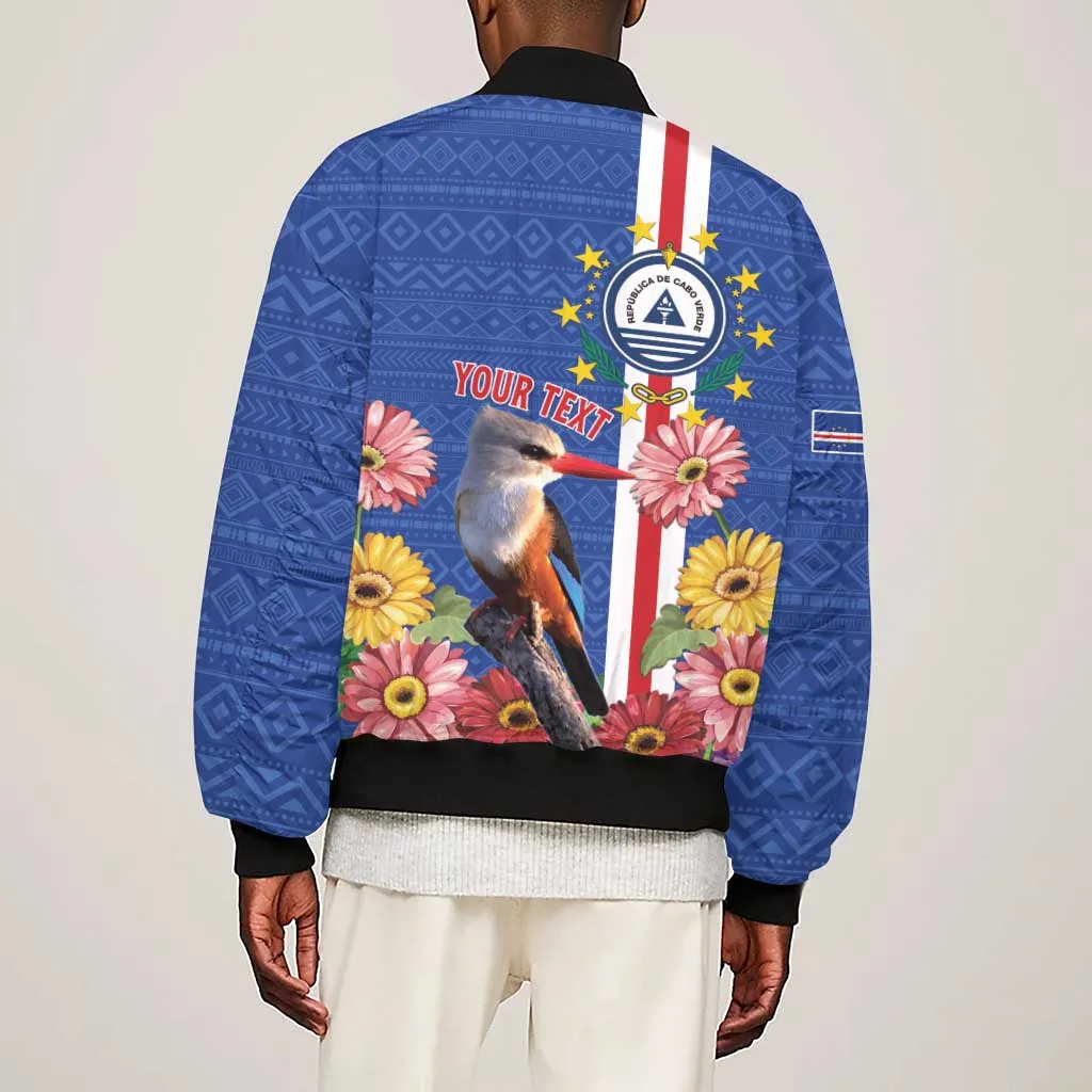 Personalised Cabo Verde Sleeve Zip Bomber Jacket Grey-Headed Kingfisher Mix Gerbera Daisy LT15