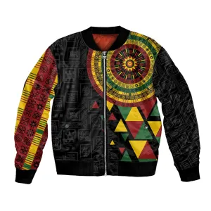 Personalized Adinkra Afro-Akan Culture Sleeve Zip Bomber Jacket Afrikan Colors LT7