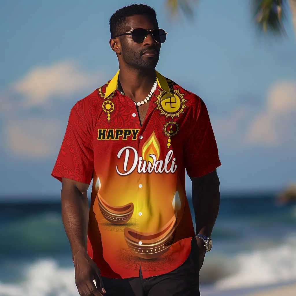 Personalized Diwali Festival Hawaiian Shirt with Diya and Paisley Pattern LT01