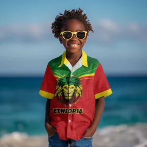 Personalized Ethiopia Kid Hawaiian Shirt with Lion of Judah Flag Style - Special Version LT01
