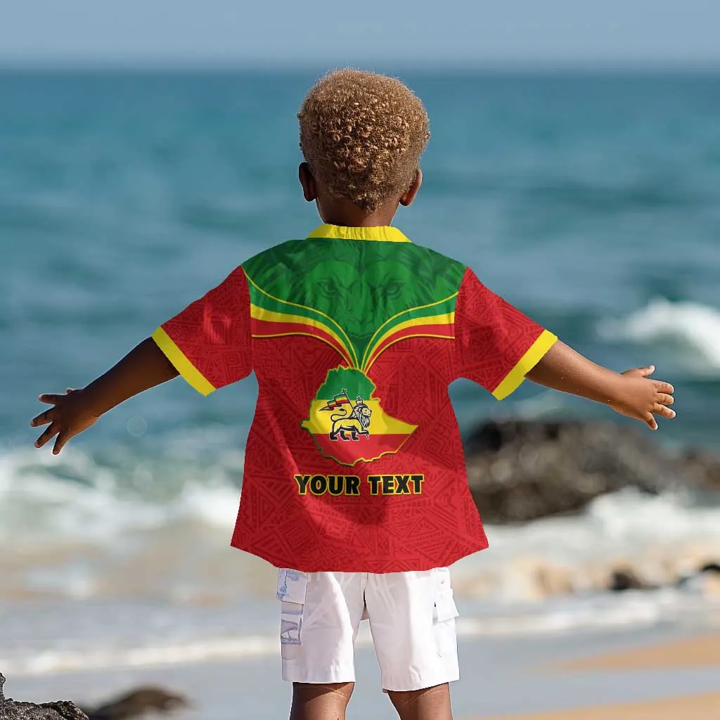Personalized Ethiopia Kid Hawaiian Shirt with Lion of Judah Flag Style - Special Version LT01